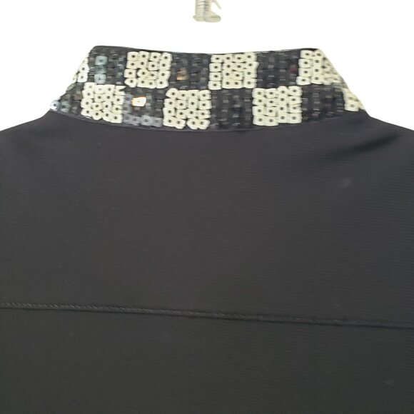 Jean Paul Gaultier x OVS Black White Checker Sequin Tie Neck Top Blouse - Picture 12 of 12